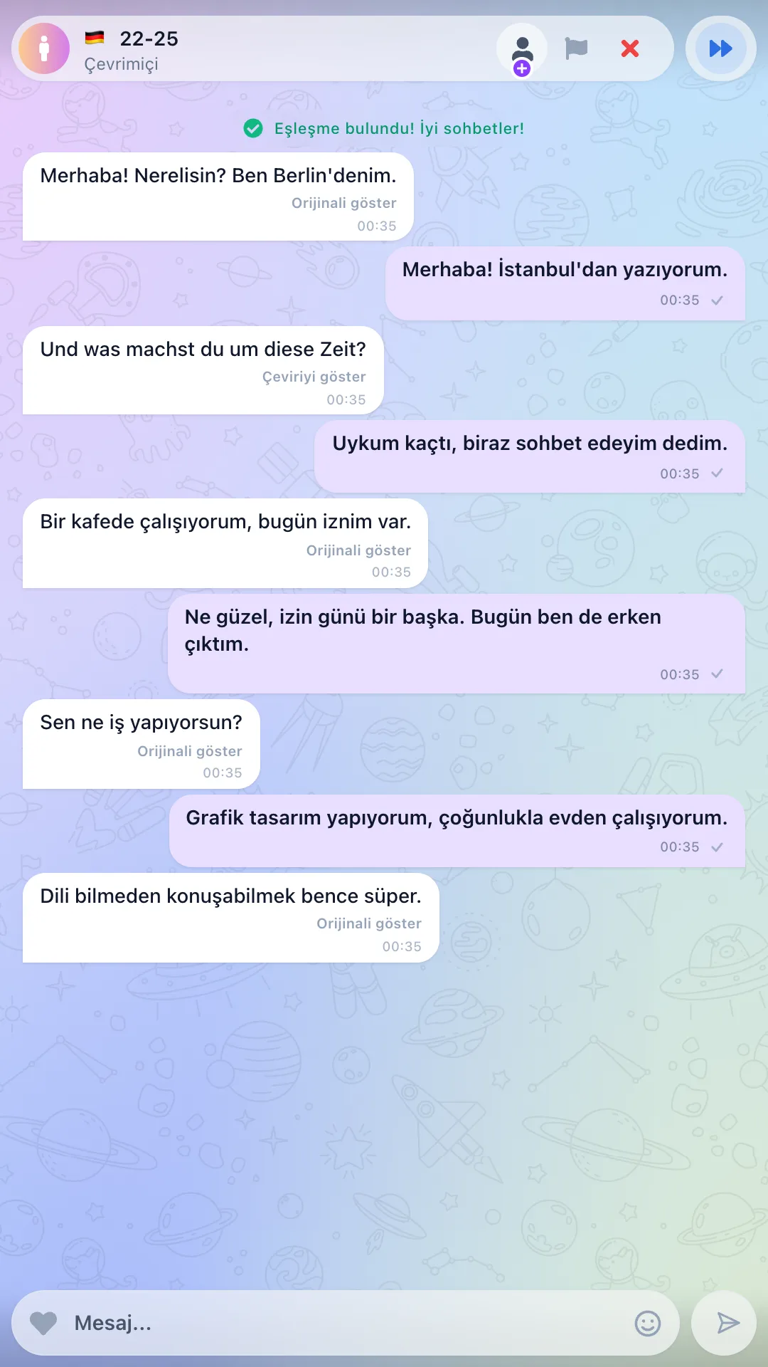 Çeviriyle yazılı sohbet