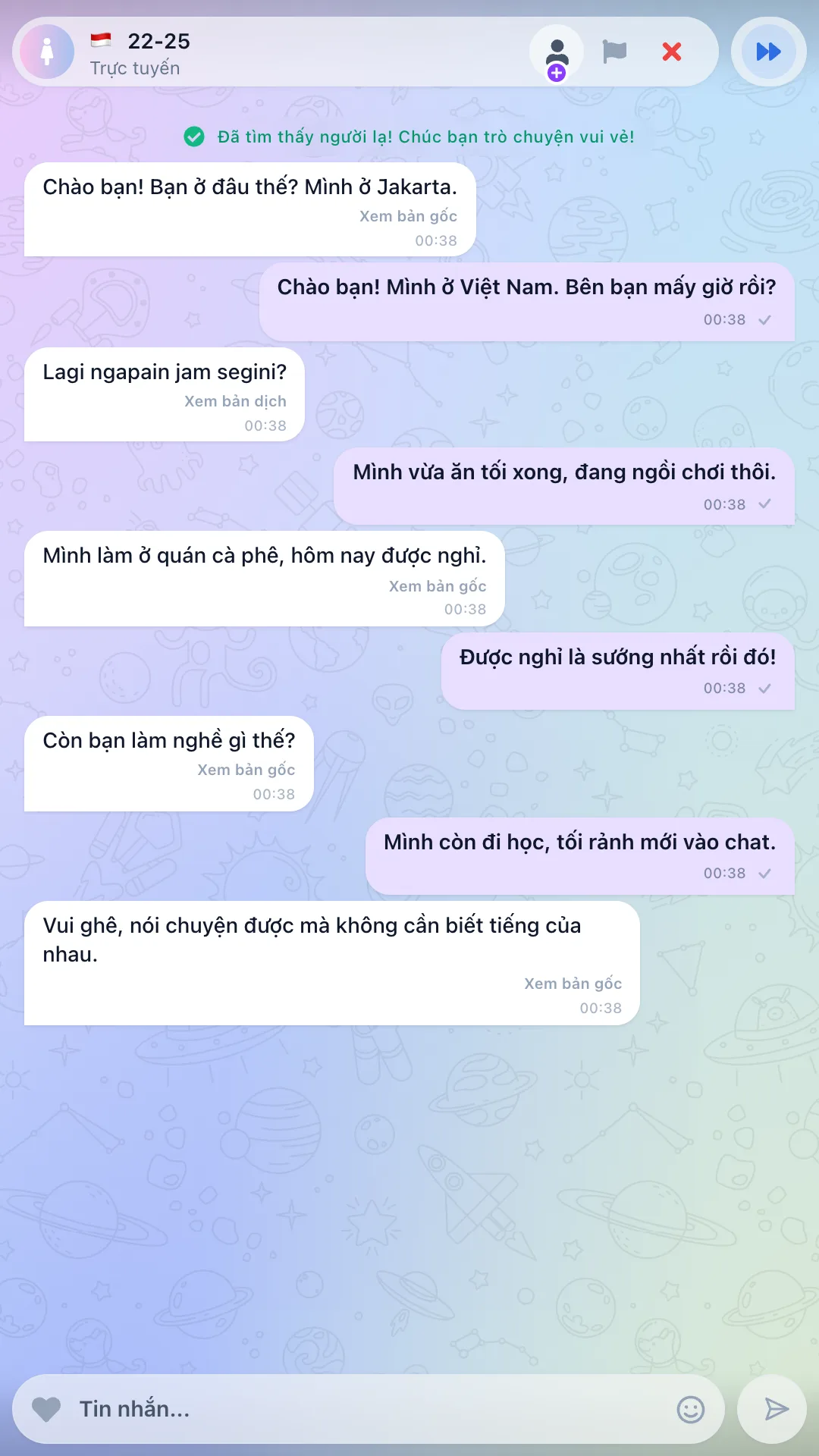 Nhắn tin kèm bản dịch